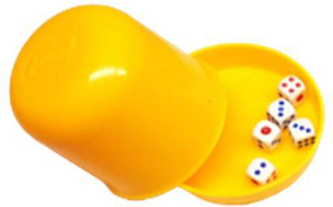 骰子 骰盅 吹牛遊戲專用 附底座, 1個, 黃色優先，若無則隨機