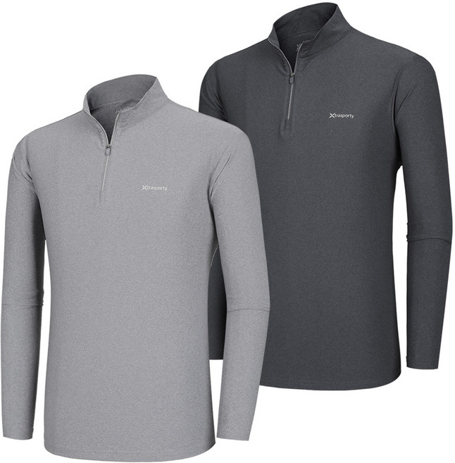 [이지바이] (1+1) 남성 긴팔 집업 티셔츠_고밀도 고중량 원단집중 빅사이즈 스판 등산 아웃도어 작업복 집업티