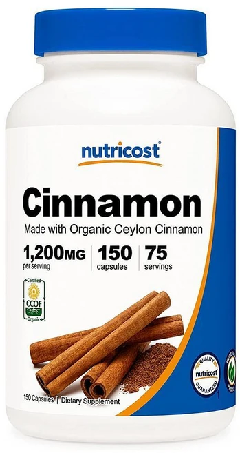 미국 뉴트리코스트 Nutricost Cinnamon (Ceylon Cinnamon) 시나몬 (실론 시나몬) 1 200mg 캡슐, 1개, 150정 - 쿠팡
