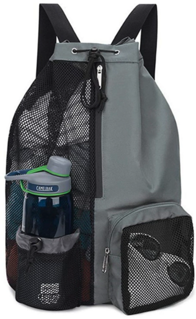 網狀運動背包 側袋設計 方便攜帶水瓶, 灰色