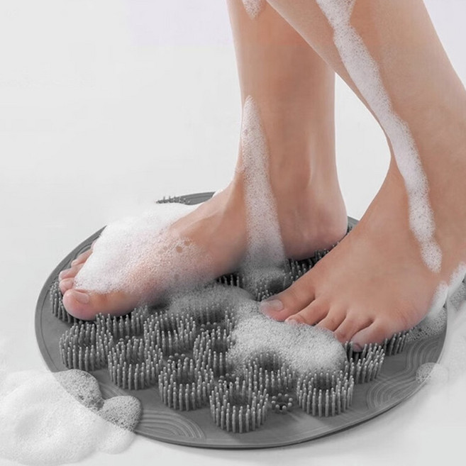 예삐스토어 논슬립 실리콘 발씻기 매트 등밀이 발세척 욕실 샤워 발각질, 1개, 1개입, 그레이