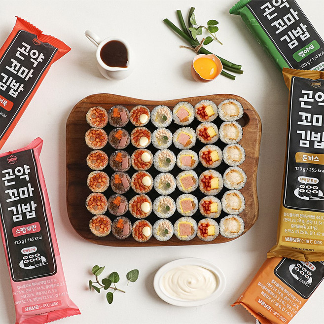 [다신샵] 곤약꼬마김밥 7종 혼합세트(불어묵+햄야채+묵은지+김치지즈+돈까스+스팸+진미채) / 탄수화물저감 현미밥, 28개, 120g