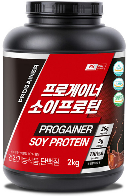 프로게이너 소이프로틴 식물성단백질 초코맛 분리대두단백질 프로틴쉐이크 식약처등록 건강기능식품, 1개, 2kg
