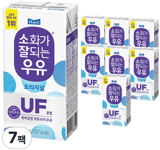 매일유업 소화가잘되는우유 오리지널, 190ml, 7개