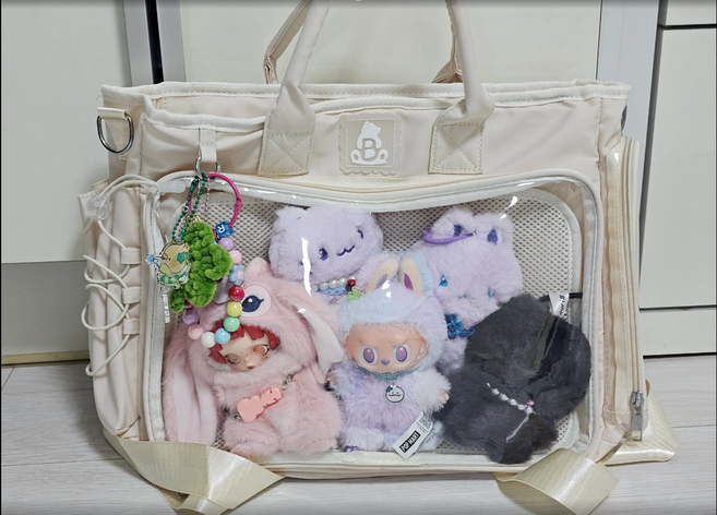 엠스 BIG 콘서트가방 투명포켓 PVC 덕질+ 덕후 + 보부상 크로스 스퀘어 숄더백 덕후가방