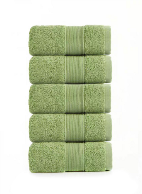 록신 호텔수건 타월 코면사 부드러운 540GSM 40수 5종세트, 그린, 5개