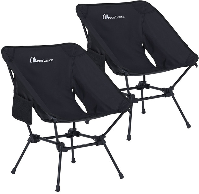MOON LENCE 초경량 캠핑의자 접이식 휴대용 의자 낚시의자 고도 조절 간편 도보 낚시의자 모닥불 등산 고강도 하중150kg, 블랙, 2개