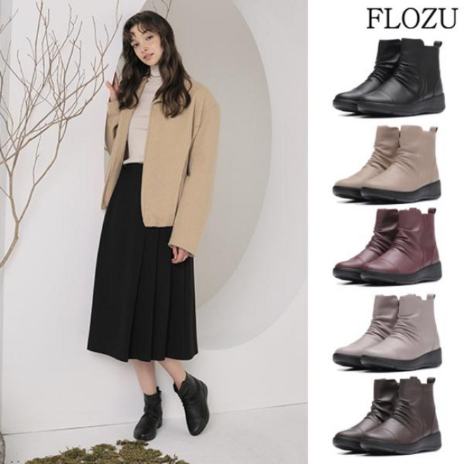 플로주소가죽앵클부츠 플로쥬 소가죽 셔링앵클 부츠