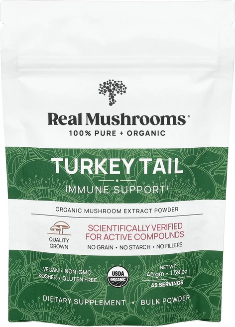 리얼머쉬룸 베타글루칸 칠면조 꼬리버섯 분말 45일분, 1개, 45g - 쿠팡