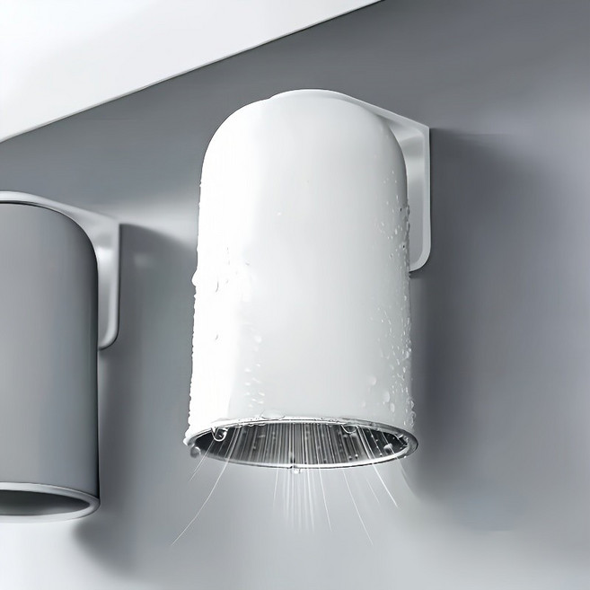 무타공 자석 스테인리스 양치컵 거치대 세트, 화이트