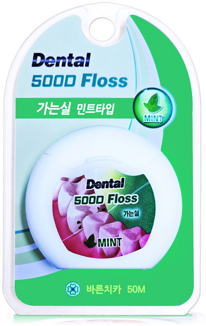 보성 바른치카 가는실 치실 500D 왁스/민트 50m 가장 얇은실 치간 치실, 1개, 1개입