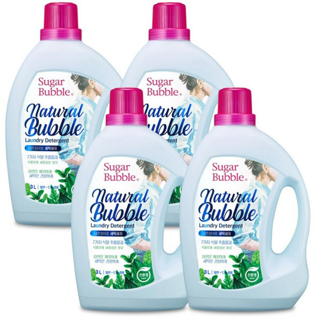 슈가버블 세탁세제 내추럴버블 3L x 4, 1ml, 1개