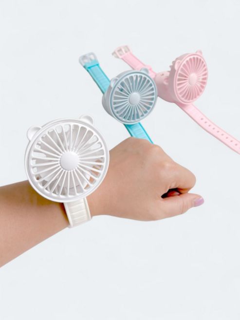 어린이 손목 선풍기 팔찌 선풍기 USB 충전 휴대용 미니 선풍기, 화이트