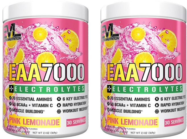 EVLUTIONNUTRITION EAA7000 + 전해질 핑크 레모네이드, 2개, 369g