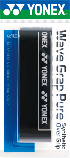 요넥스 AC108WEX 배드민턴 테니스 겸용 스파이럴 심그립 낱개포장 에스엠, 3개, 블랙