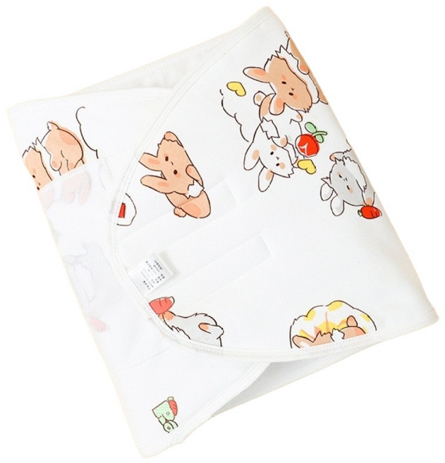 悠閒兔 新生兒防驚跳肚兜 純棉魔術貼包巾 50S新疆棉織造 秋冬加厚款 35x80cm