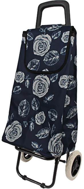 시장바구니캐리어 대형 접이식카트 쇼핑 핸드 바퀴달린장바구니 손수레 구루마 가방 장보기 천, 네이비 장미, 1개