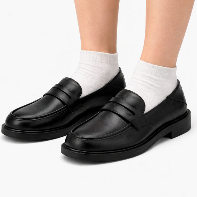 차쿠 여성 가죽 로퍼 학생 직장인 단화 슬립온 클래식 체인로퍼