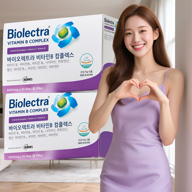 [약국판매정품 110년전통의기술] 바이오렉트라 비타민B 컴플렉스 비타민B군 나이아신 판토텐산 엽산 비오틴 비타민C 비타민E, 138g, 2개