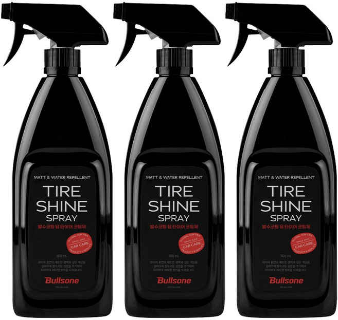 유니크앤몰 불스원 타이어광택제(수성)600ml<스프레이 타이어 광택제 복원 발수>, 600ml, 3개