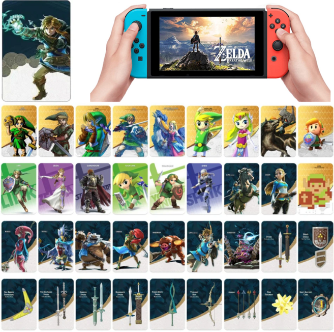 (제이케이) 40장세트 M L 젤다의전설 왕눈 링크 젤다 가논돌프 아미보 아이템 게임 카드야숨 야생의 숨결 NFC, N-002 L(라지)40종세트, 1개