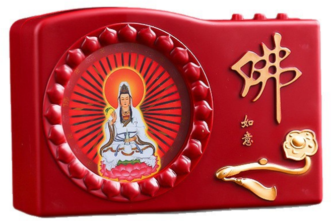 吉祥如意 轉動閃光七彩燈 唸佛機, 1個, 紅色