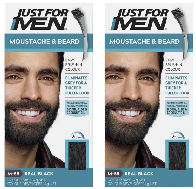 저스트 포 맨 남성 블랙 비어드 수염 염색약 Just for Men Beard Colour Real Black, 2개 - 쿠팡