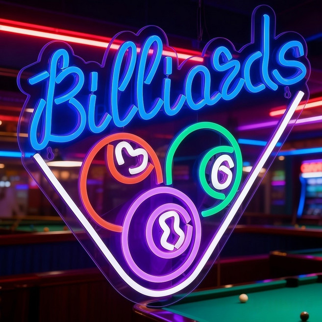 당구장 LED 네온사인영업 중 LED 시그니처 USB 포트 방수 밝기 조절 가능, 투명색