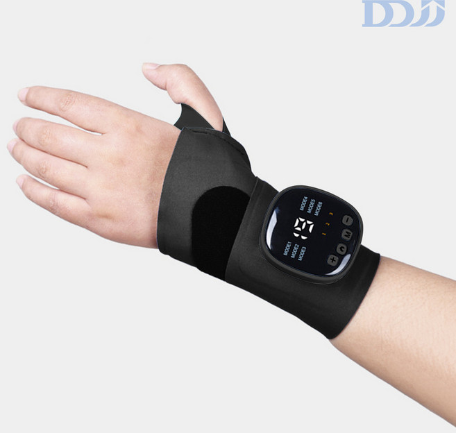 DDJJ 저주파 손목마사지기 ems 무선 손목안마 온열찜질기 충전식, 블랙