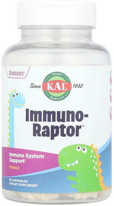 KAL Dinosaurs® Immuno-Raptor™ 오렌지 맛 츄어블 60정 CAL-80824, 1개 - 쿠팡