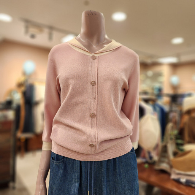 BCBG 둥근 카라 배색 P/O 니트 _ B4B4K415 22 [PINK]