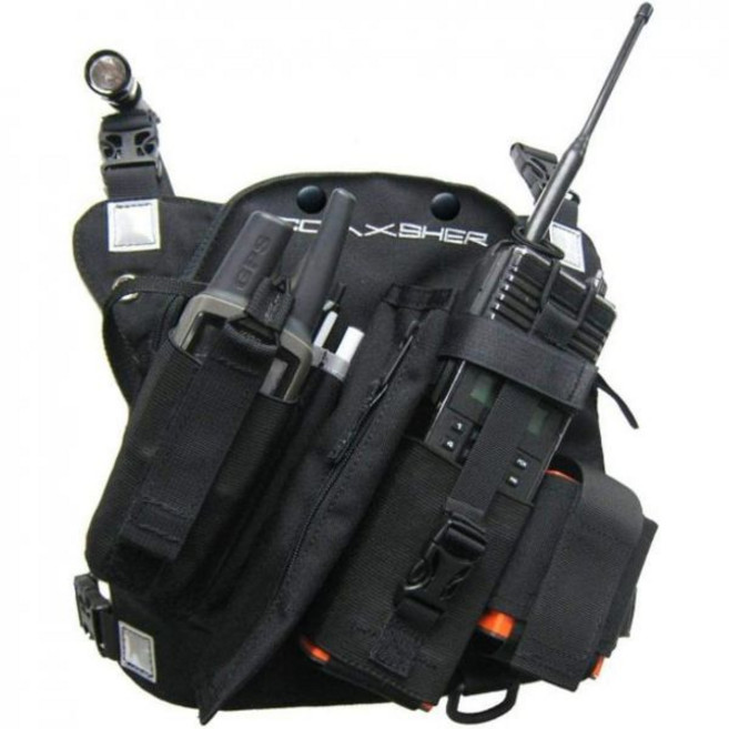 2방향 라디오 GPS 및 휴대용 전자 장치용 흉부 하니스 리그 | 전술 수색 구조 스키 순찰대 군사 비상 대응 요원RP1 스카우트에 이상적임, RCP-1 Pro, 검정