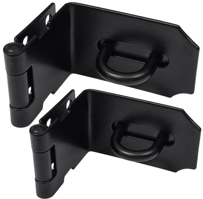 바이트 스테인리스 90도 ㄱ자 경첩 잠금장치 보안 자물쇠 걸쇠, 2개입, 블랙