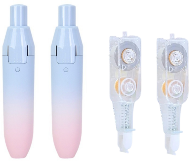 에오시르 노크식 수정테이프 2p + 리필 2p, 1세트, 블루 핑크