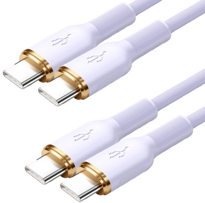 투에이비 PD 100W C타입-C타입 초고속 충전 마카롱 케이블, 2개, 퍼플, 1m