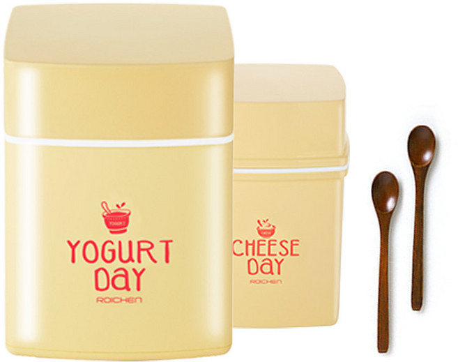 로이첸 요거트치즈메이커 2종세트 + 옻칠 미니스푼 2P 묶음세트, 1세트, 옐로우