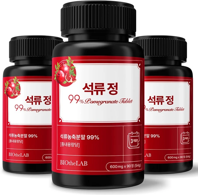 석류99% 갱년기 에스트로겐 영양제 고함량 석류추출물 바이오더랩, 3개, 90정 - 쿠팡