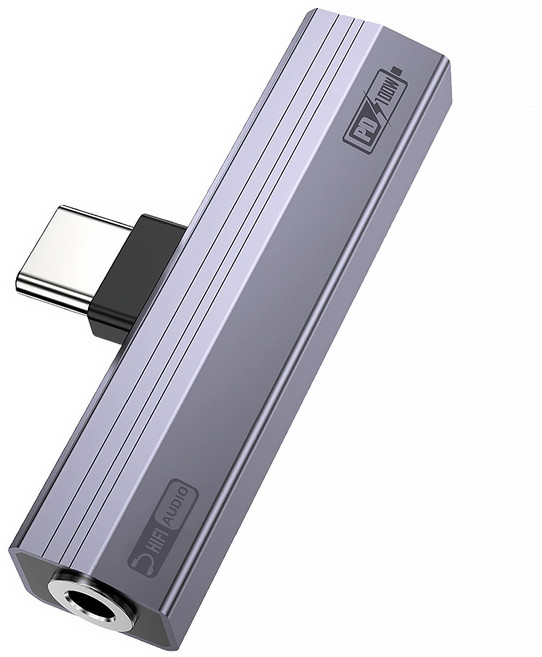 C타입 to 3.5mm 이어폰 PD 100W 고속충전 변환 어댑터, 1개, 블루그레이