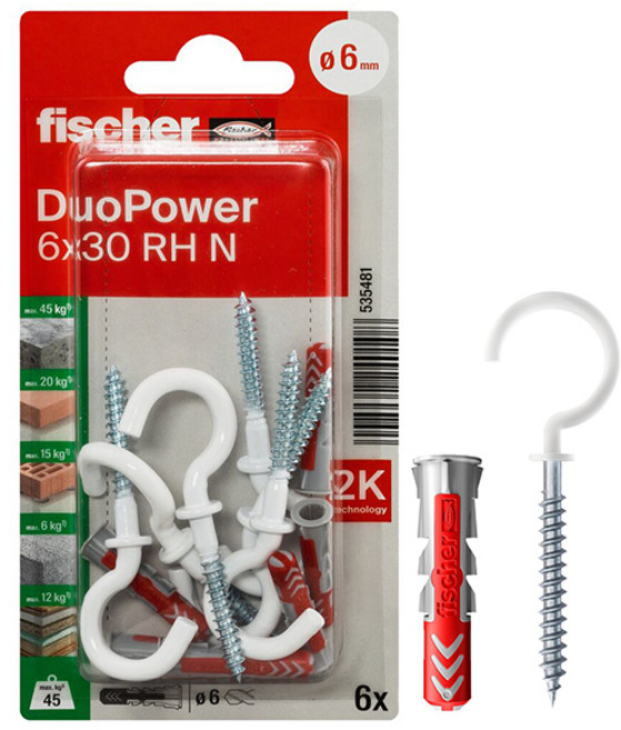 피셔 듀오파워 6x30 RH NK플라스틱 앵커 앙카 6개입 칼블럭 535481, 1세트