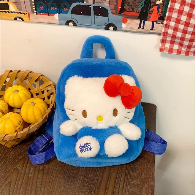 NEW 산리오 인기있는 캐릭터 헬로키티 백팩 인형 보들보들 털가방