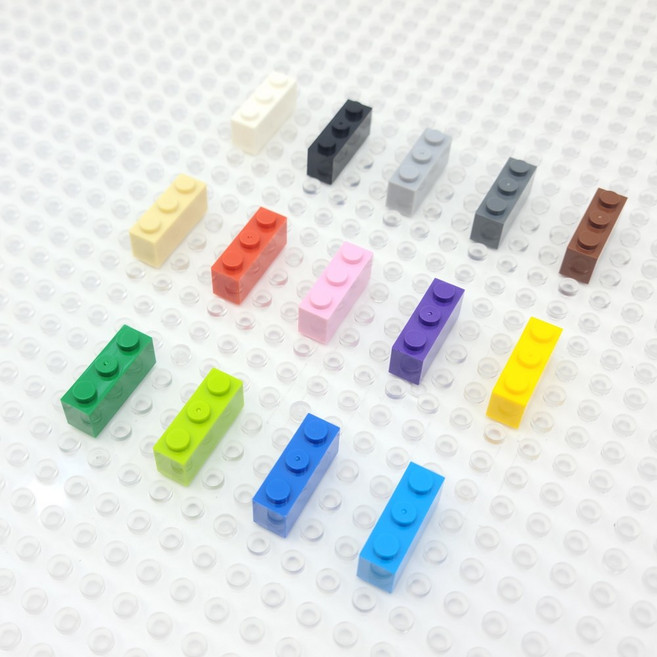 요고요 블록 부품 커스텀 벌크 브릭 블럭 타일 플레이트 100G 소포장 패키지, [브릭 1 x 3] 보라색 100G, 1개