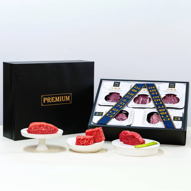 우마왕 최상급 한우 선물 세트 1++ No9 투뿔 소고기 구이용 추석 명절, 2kg, 1세트