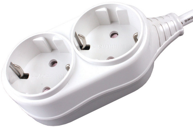 빛나라닷컴 기본형 2구 전선 멀티탭 10A, 1개, 1m