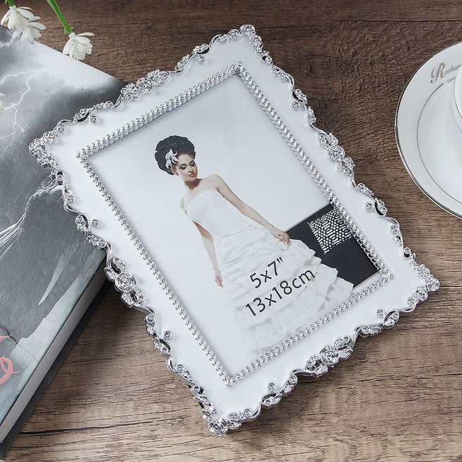 탁상용 웨딩포토 액자 실버로즈 사각 사진액자_5x7, 단품, 1개