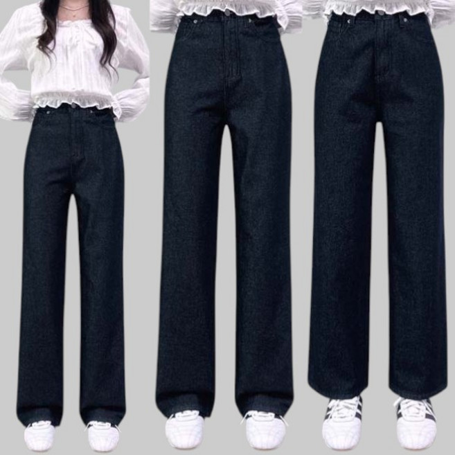 제이엠스타일 [물빠짐NO!!/숏 중 롱/S~2XL] 여성 생지 와이드 청바지 논페이드 와이드팬츠 여자 빅사이즈 일자 통바지 히든밴딩 가을 봄 키작녀 키큰녀 바지