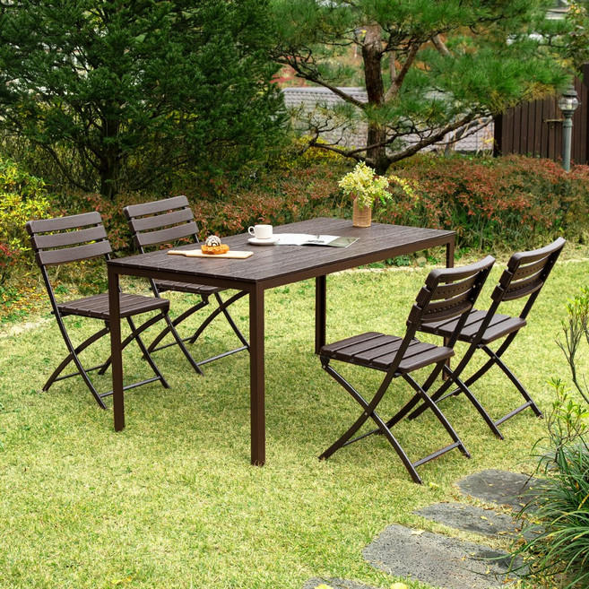아르미 1500 브로몰딩 테이블 아르망 4인 야외 세트, 브라운