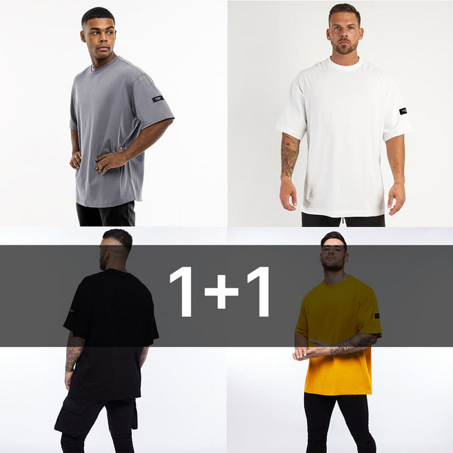 [1+1 2장특가] 짐무크 패치 오버핏 반팔티 남성 빅사이즈 짐웨어