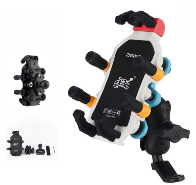 영결무람 오토바이 바이크 충격흡수 핸드폰 거치대 CD-346, 미러형, 화이트