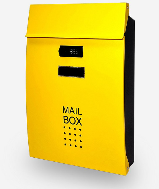세이크린 라피네 우체통 고급 철제 비밀번호 우편함, 옐로우