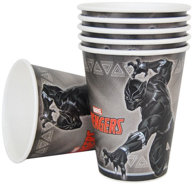 피플스파티 파티컵 240ml 캐릭터 어벤져스, 블랙팬서, 1개, 6개
